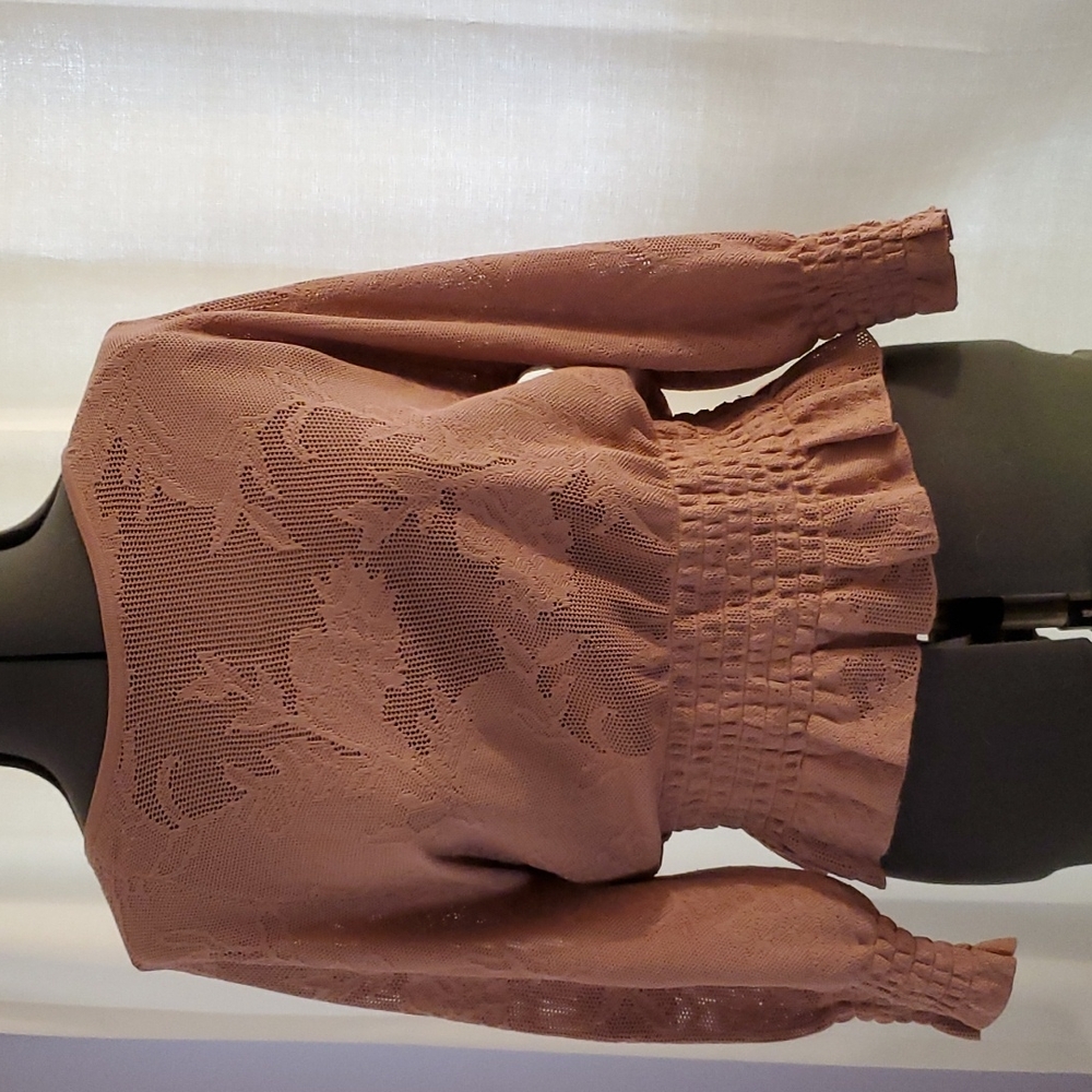 Express crochet detail cinch waist blouse